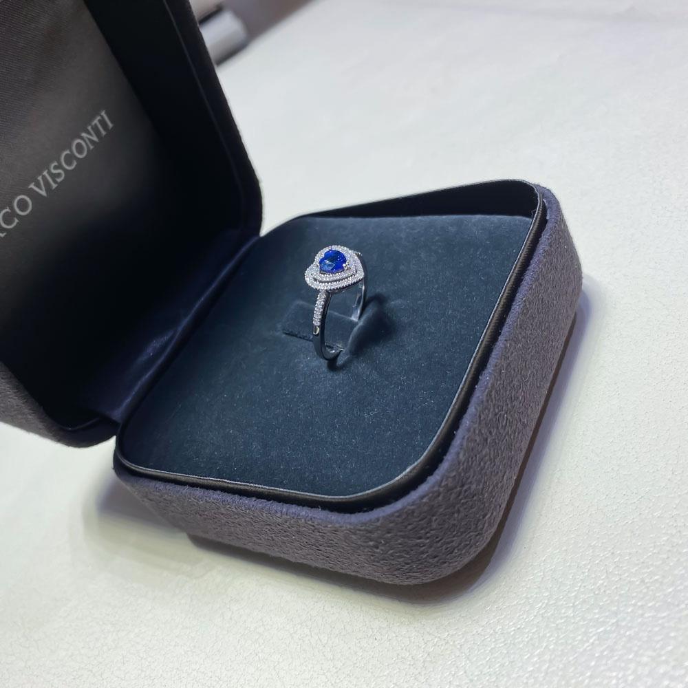  Anello zaffiro cuore 0,59ct doppio contorno diamanti 0,24ct Mirco Visconti - MIRCO VISCONTI