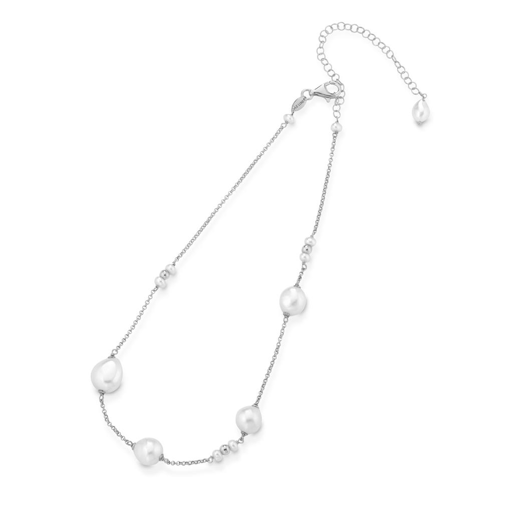 Collana argento e perle bianche grandi 38cm  - GLAMOUR
