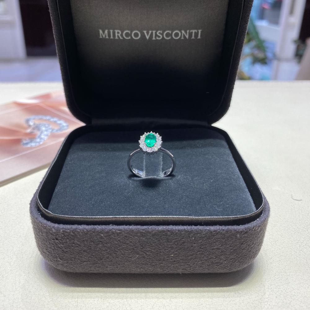  Anello smeraldo ovale 0,50ct contorno diamanti 0,24ct Mirco Visconti - MIRCO VISCONTI