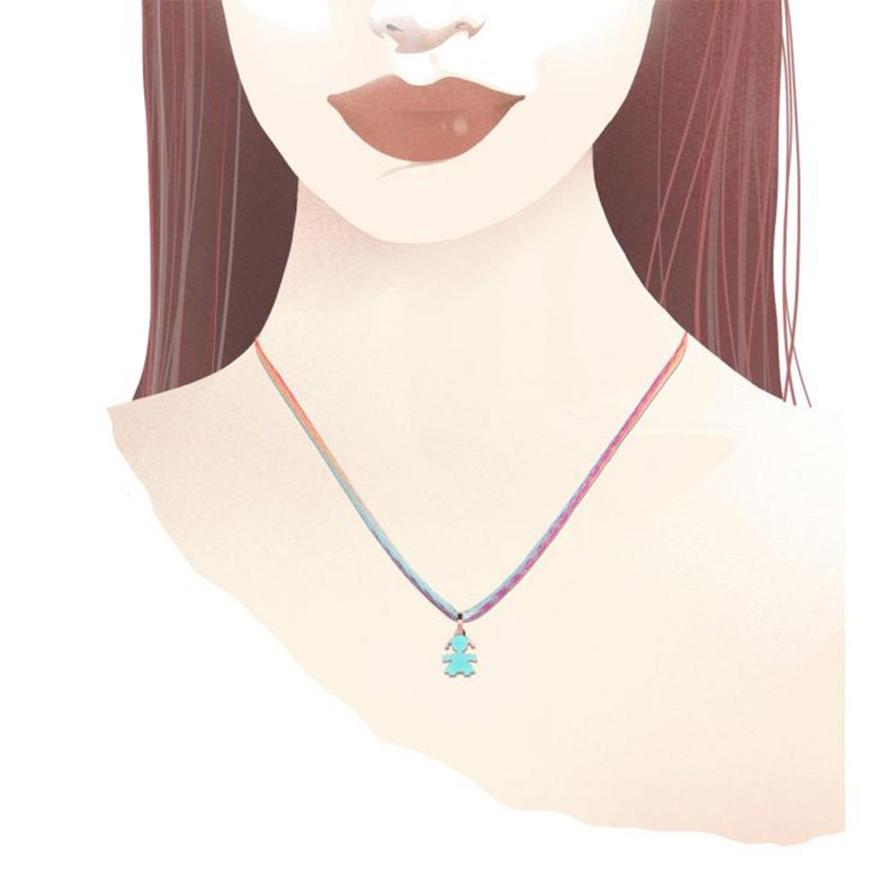  leBebe pendant LBB055-ACQ Classics girl rose gold aqua green enamel - LE BEBE