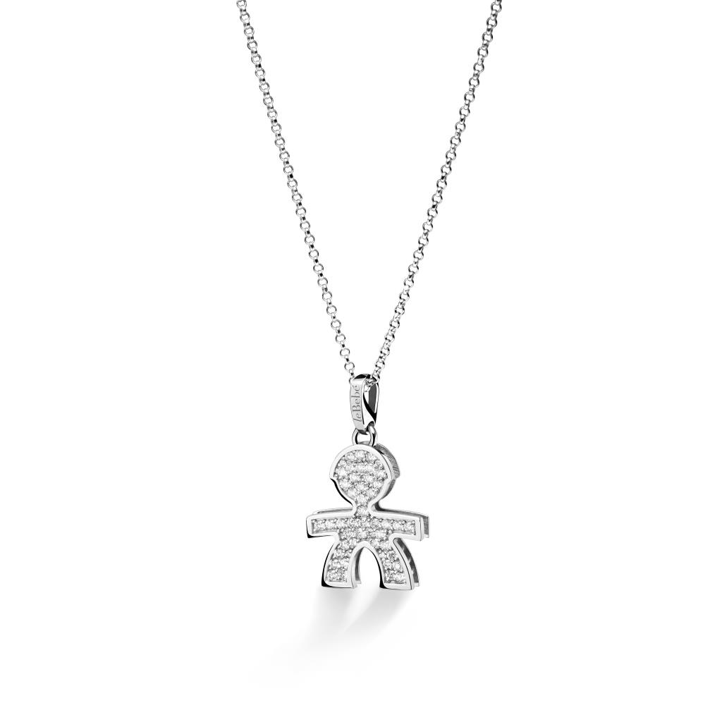 18kt white gold necklace male charm  leBebe LBB425 with diamonds ct 0,44 - LE BEBE
