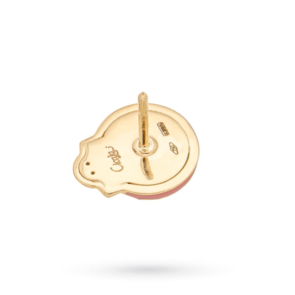  Pink and black ladybug brooch in 18kt yellow gold with enamel - CICALA