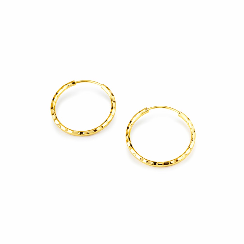 18kt yellow gold hammered hoop earrings