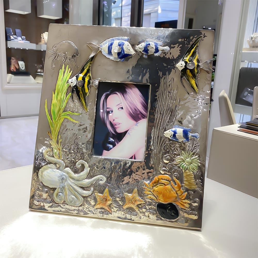  Cornice 9x13cm argento Acquario fondale pesci smaltati - ITALO GORI