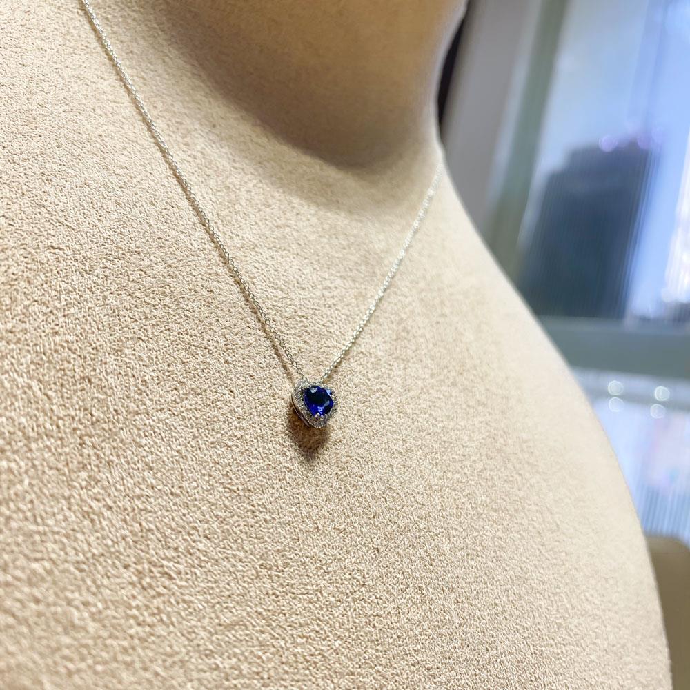  Girocollo oro bianco zaffiro cuore 0,43ct diamanti 0,07ct Mirco Visconti - MIRCO VISCONTI