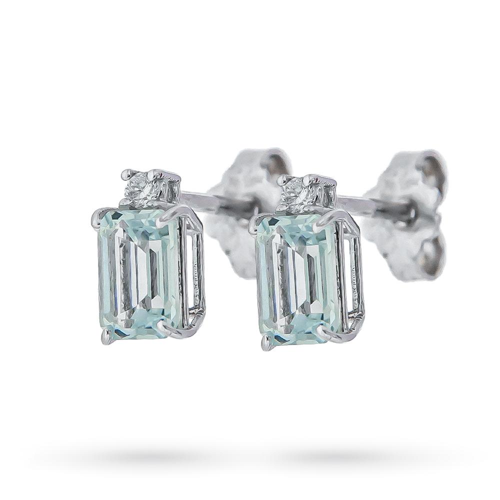 Rectangular aquamarine earrings 1.10ct diamond 0.04ct - QUAGLIA