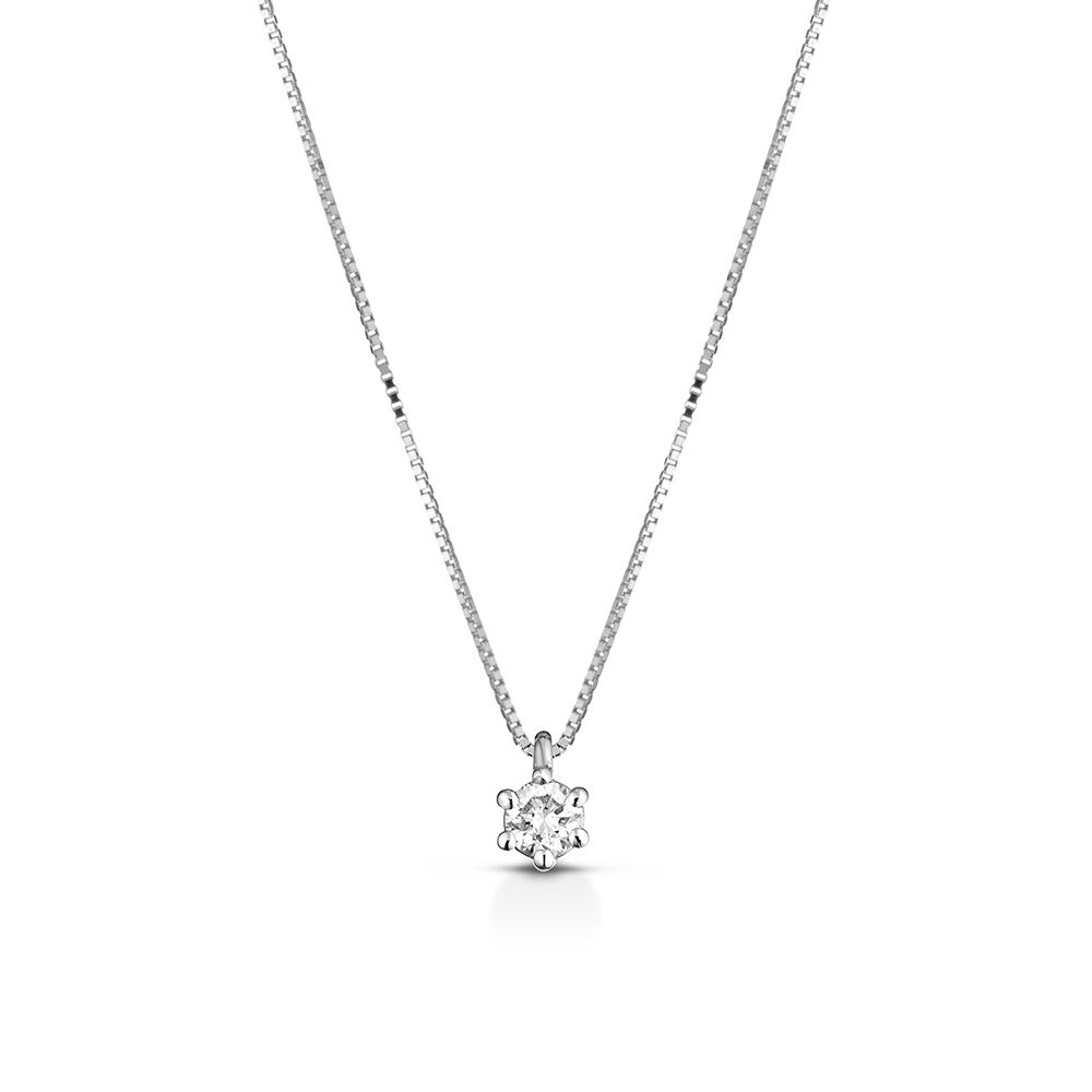  Collana punto luce 6 griff con diamante 0,15ct - LELUNE