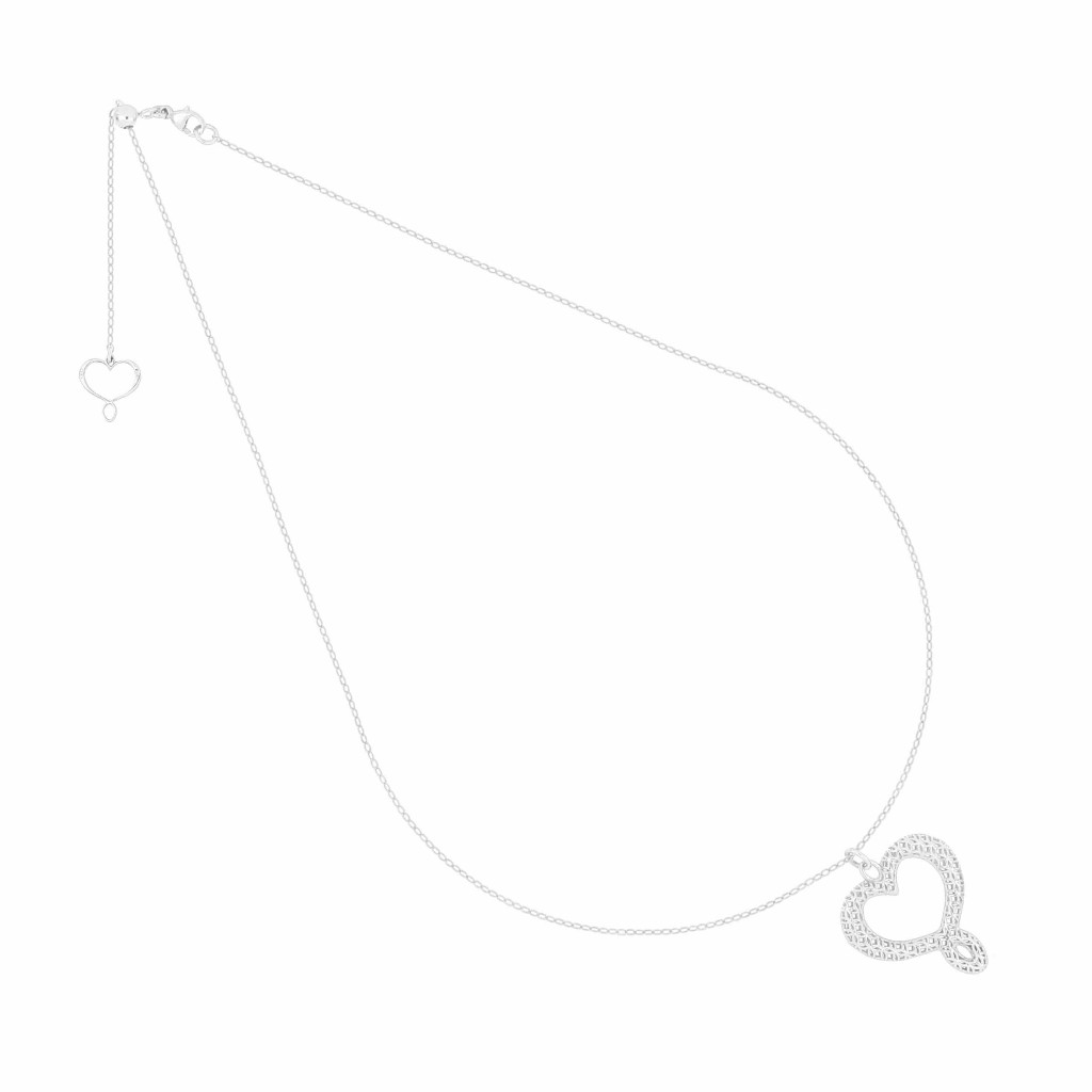 Girocollo cuore Maman trama 2,9 cm argentato - MAMAN ET SOPHIE