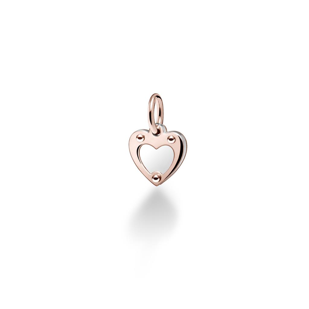 9kt rose gold and 925 leBebe LBB163 sterling silver heart charm small size - LE BEBE