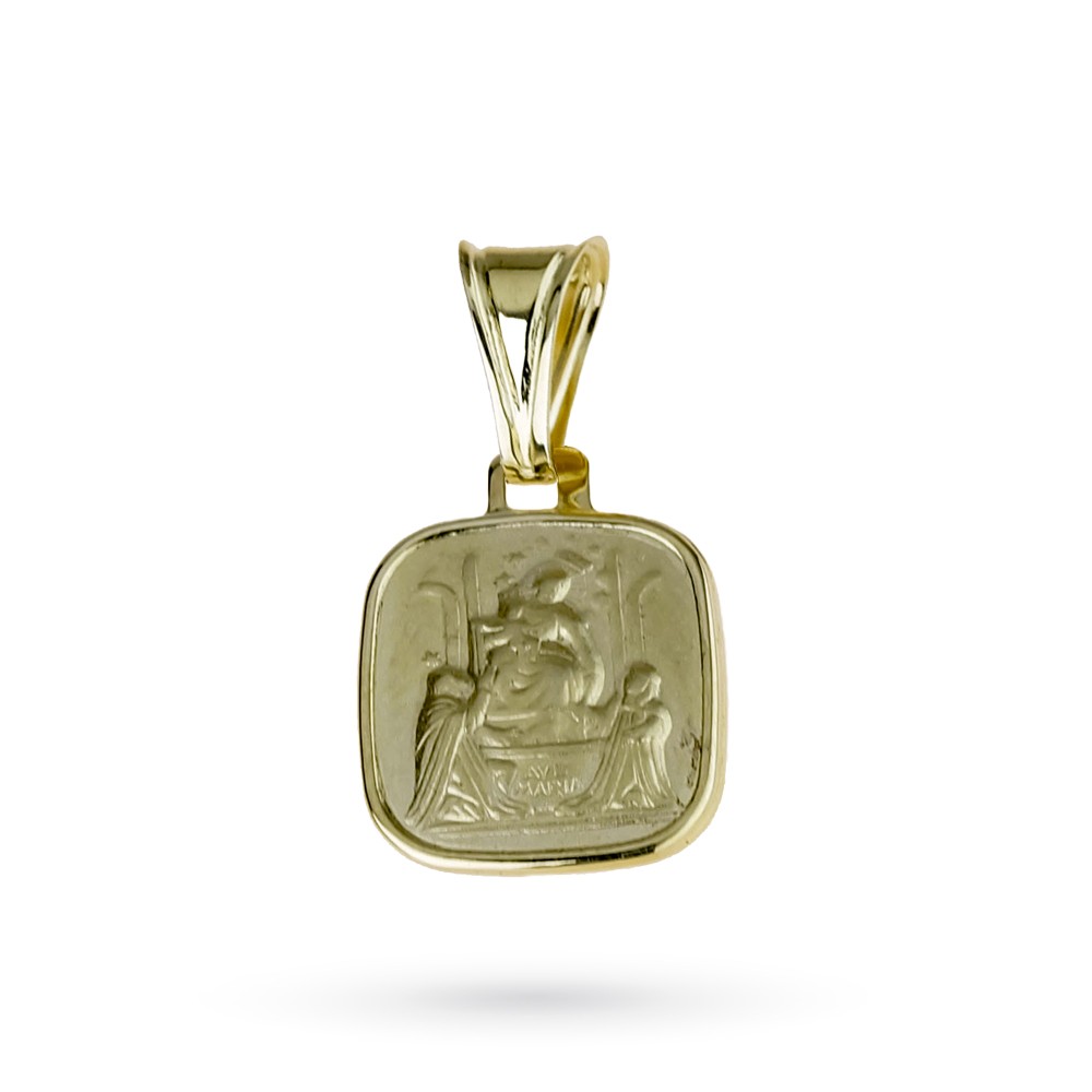 Ciondolo Madonna di Pompei realizzato in oro giallo 18kt