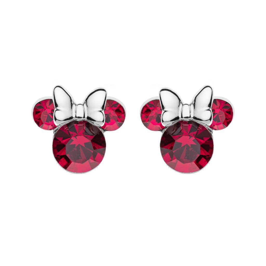 Orecchini per bambini Disney Minnie Argento cristallo rosso rubino - DISNEY