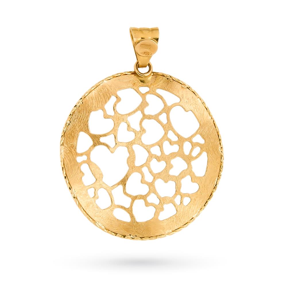Ciondolo disco cuori traforati oro giallo 18kt &Oslash;33mm - LUSSO ITALIANO
