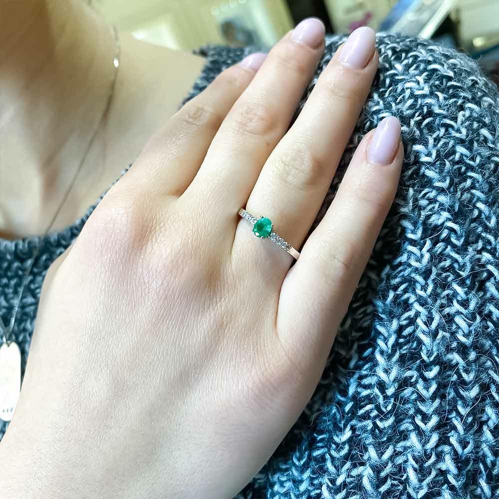 Anello fedina smeraldo ovale 0,27ct diamanti 0,08ct Mirco Visconti - MIRCO VISCONTI