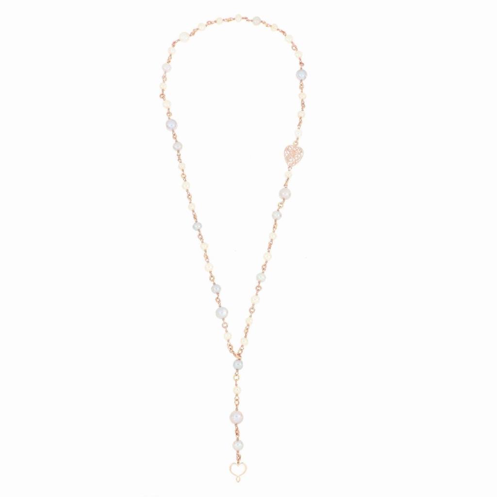 Rosario lungo Maman et Sophie RLLABBG perle bianche grigie 62cm - MAMAN ET SOPHIE