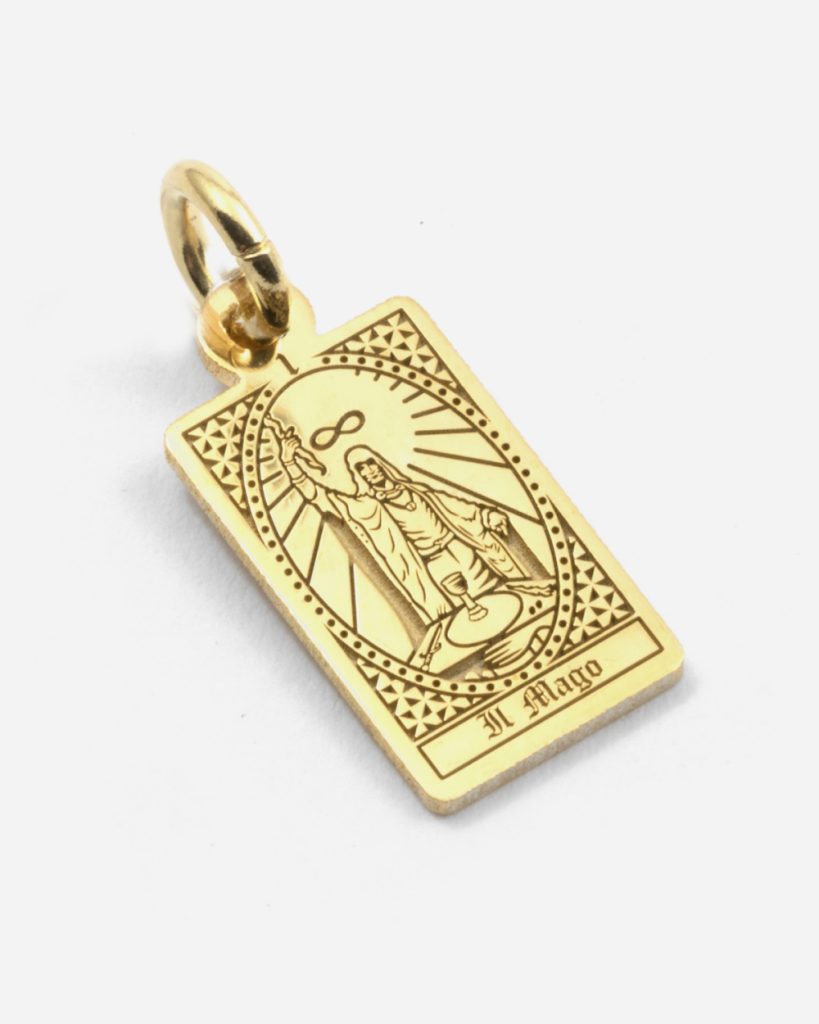 Ciondolo Carta Tarocchi Il Mago in argento dorato Grande