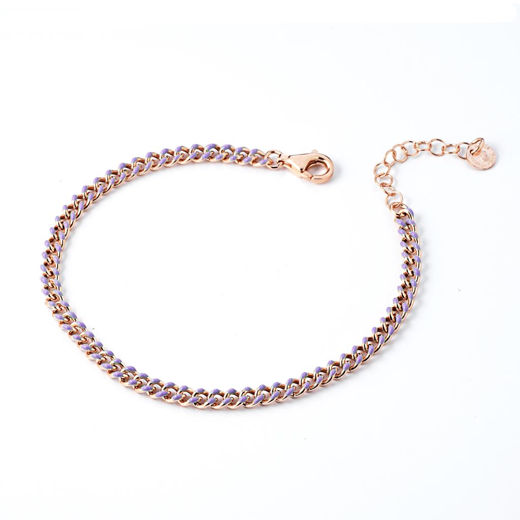 Groumette mesh bracelet in silver and lilac enamel - MARCELLO PANE