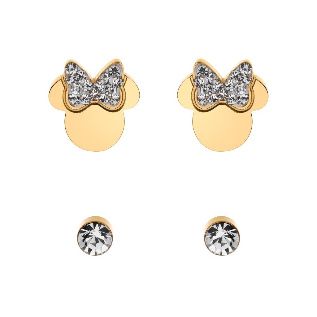 Hypoallergenic earrings Disney Set Minnie white crystals - DISNEY
