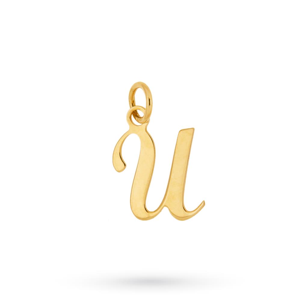 Yellow gold pendant letter U cursive - UNBRANDED