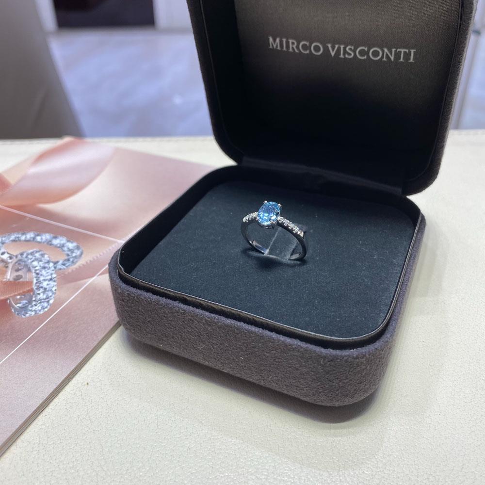  Oval aquamarine ring 1.09ct diamonds 0.05ct Mirco Visconti - MIRCO VISCONTI