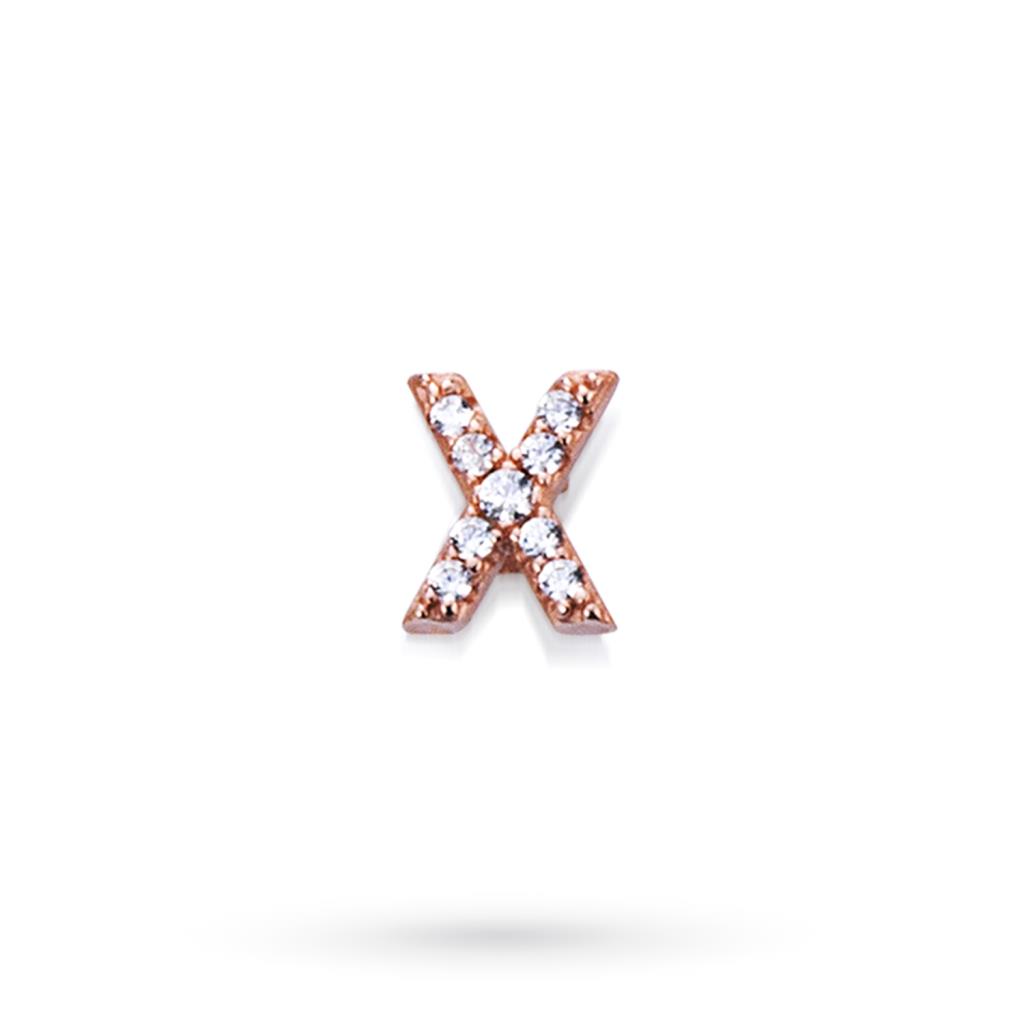 Componente lettera X in argento rosa con zaffiri  - MARCELLO PANE
