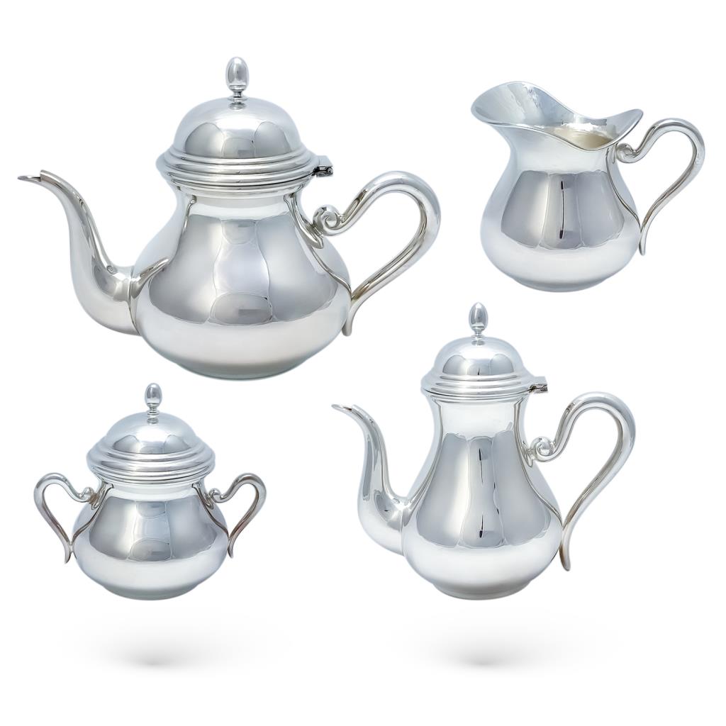 Tea and coffee set 4 pieces English style 800 silver - SCHIAVON