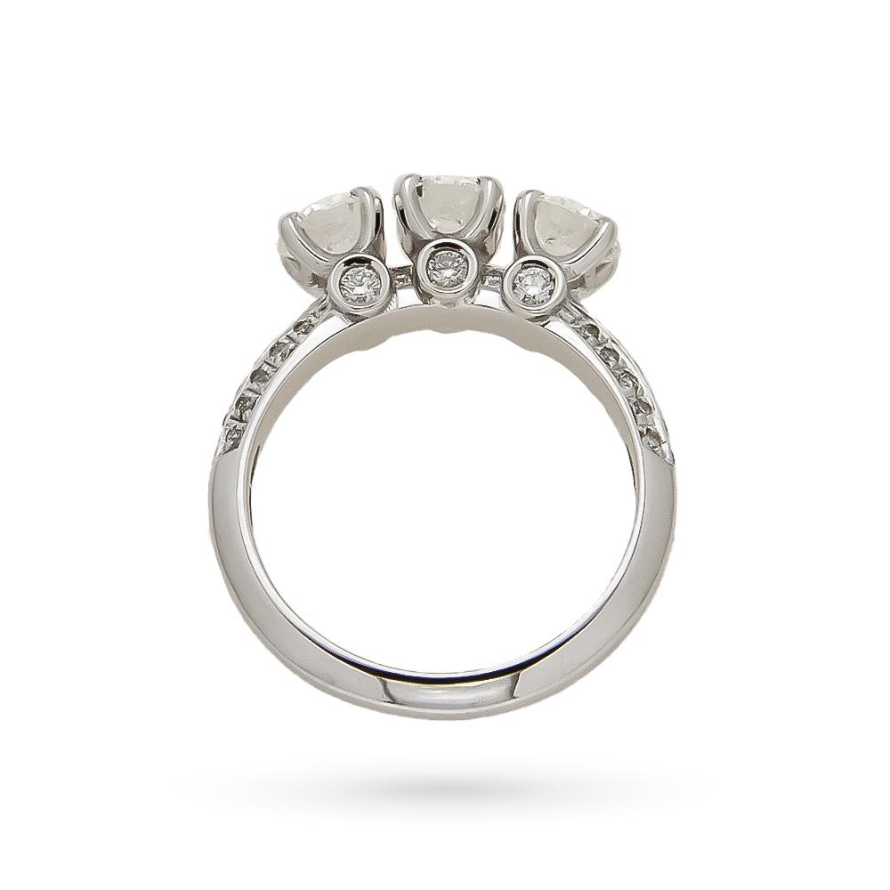  Anello trilogy in oro bianco con diamanti naturali 1,65ct - CICALA