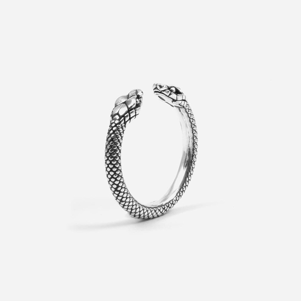  Nove25 shiny burnished silver open snake ring - NOVE25