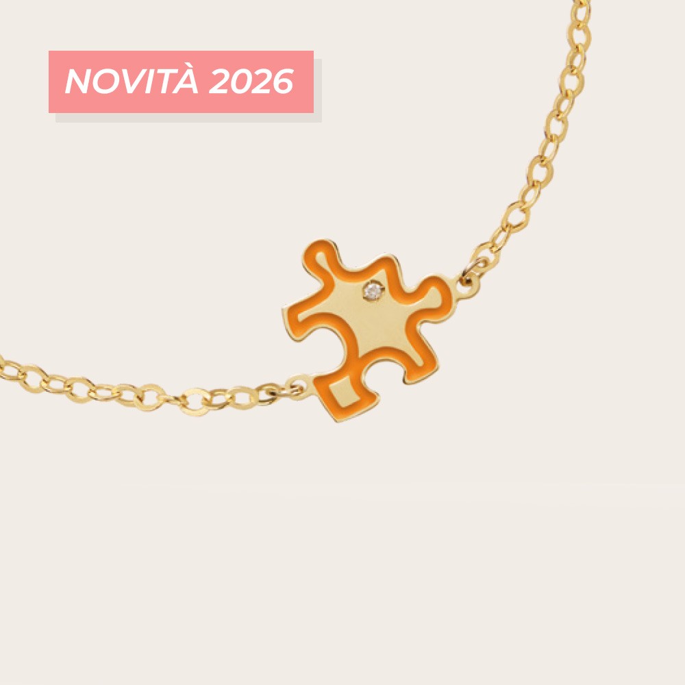 Bracciale leBebe PMG211 Lucciole Puzzle smaltato arancione e diamante - LE BEBE