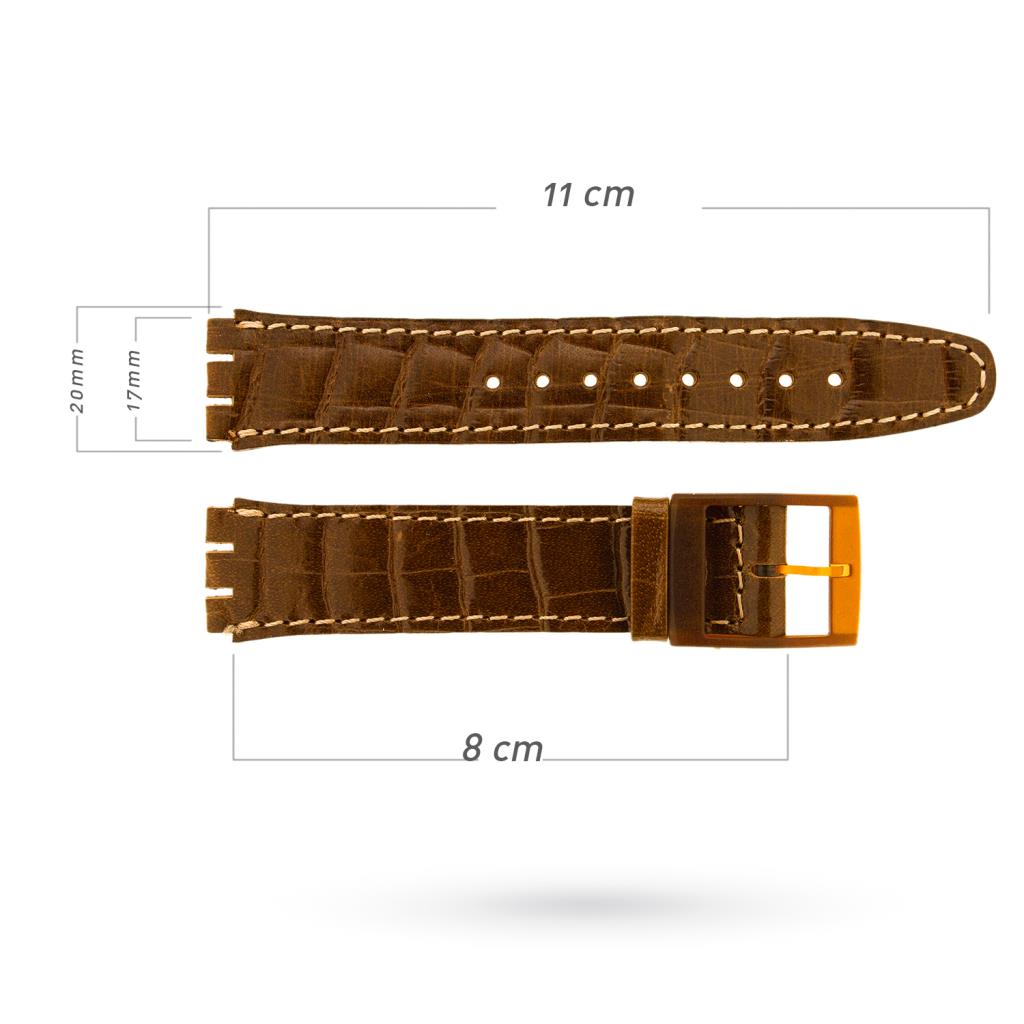  Swatch brown crocodile print leather watch strap 17mm - 