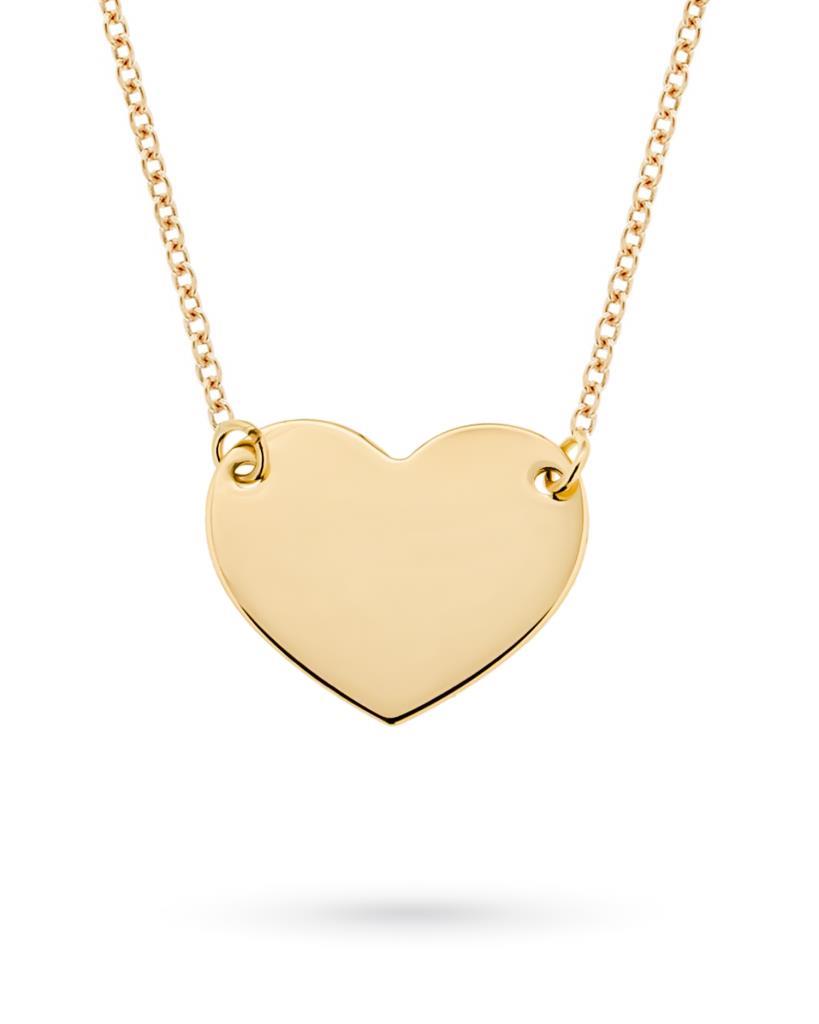 18kt yellow gold necklace with heart polished plate - LUSSO ITALIANO