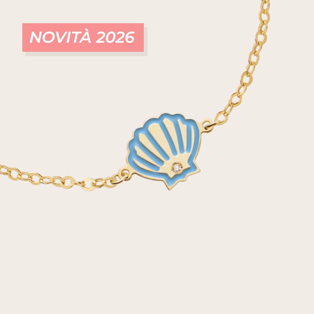 Bracciale leBebe PMG213 Lucciole Conchiglia smaltata azzurra e diamante - LE BEBE