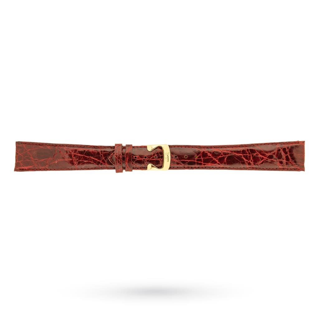Cinturino coccodrillo bordeaux lucido 20-16mm deployante - 