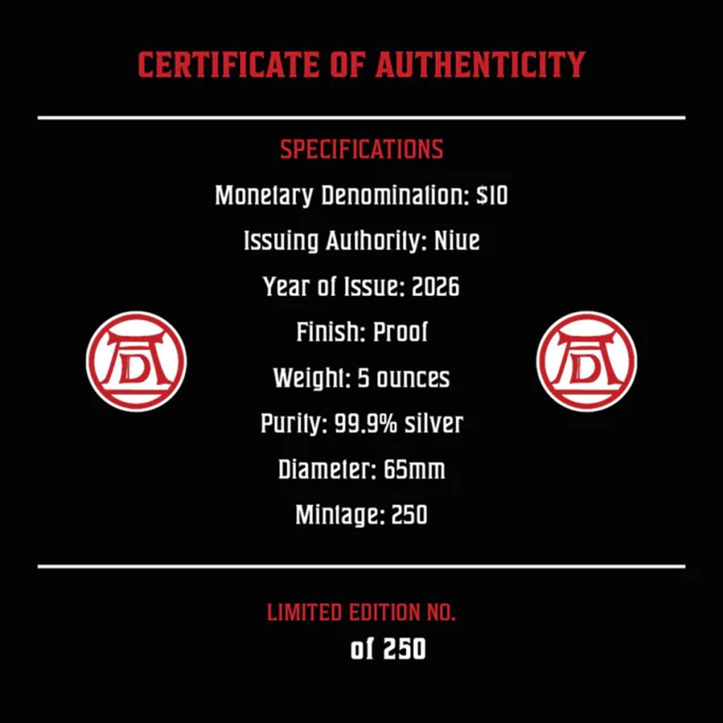  Four Horsemen of the Apocalypse 5 Oz Silver Coin 10$ Niue 2026 - DOWNIES COLLECTABLES