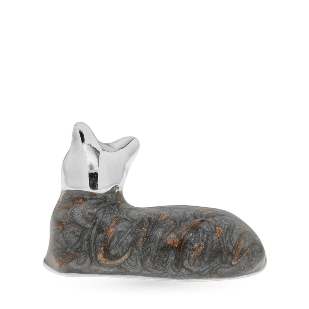 Gatto grigio medio soprammobile argento 925 smalto - SATURNO