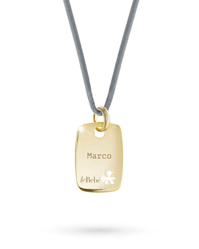 Piastrina leBebe LBU001 Classica oro giallo sagoma bimbo traforato - LE BEBE