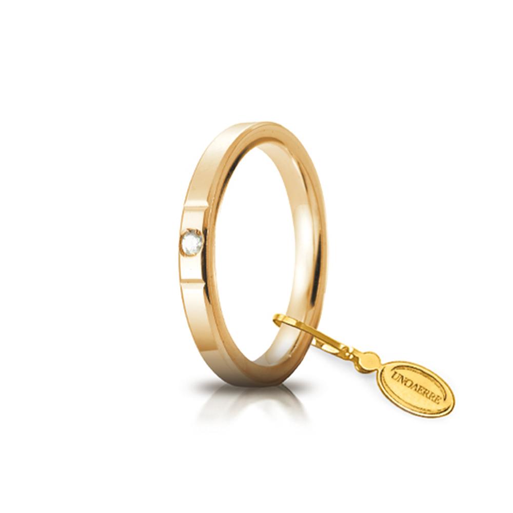 Wedding ring Circles of Light mm.2.5 in yellow gold with diamond size 27 - UNOAERRE
