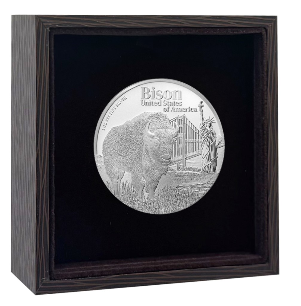  National Treasure Of The World - Bison. 1Oz Silver Coin  3,000 Riels Cambodia 2025 - THE SINGAPORE MINT