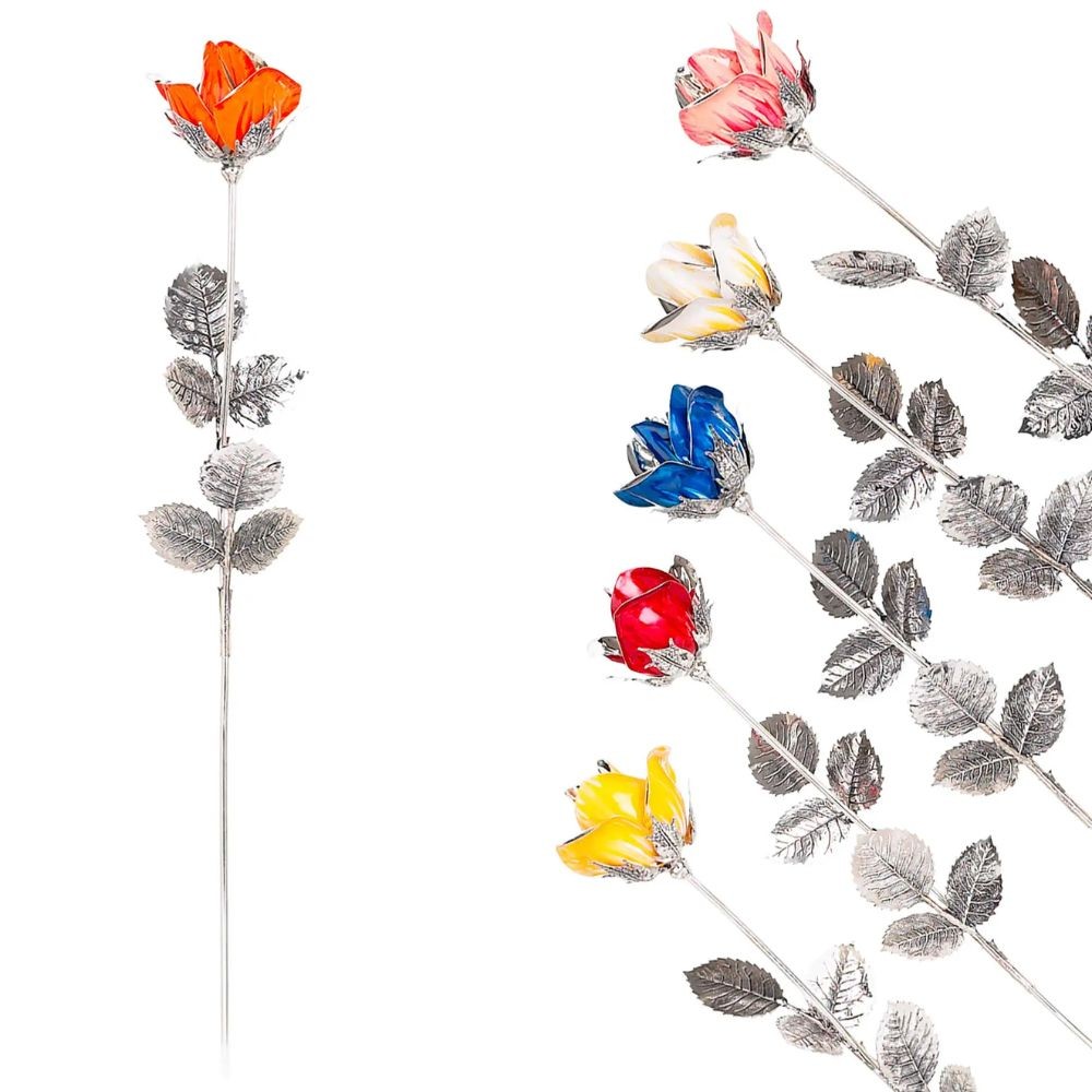 Rosa Media Ambra H 47 Cm Soprammobile Argento