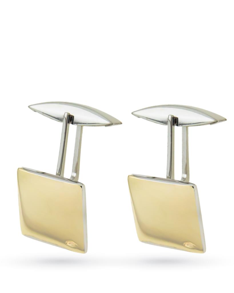 925 yellow silver squares cufflinks with polished surface - LUSSO ITALIANO