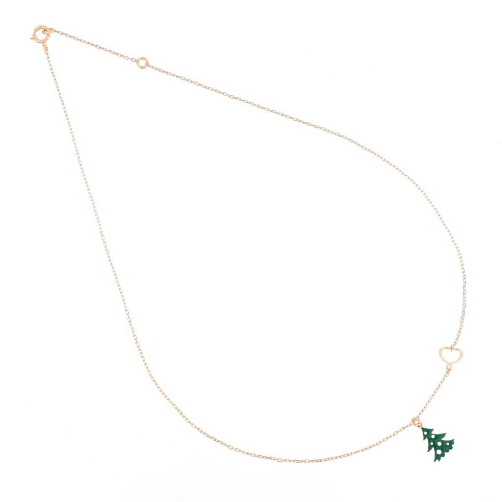 Silver necklace with green enameled fir - MAMAN ET SOPHIE