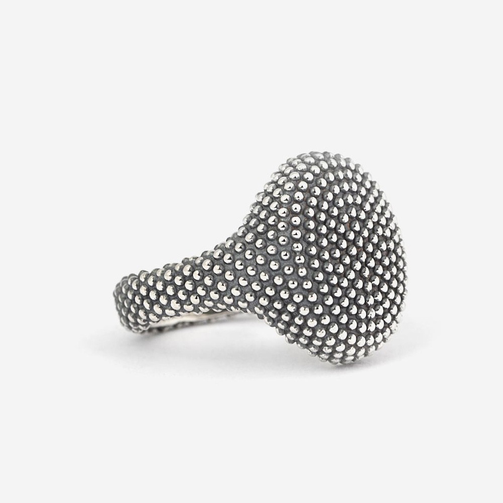  Chevalier ovale piccolo puntinato argento brunito lucido Nove25 - NOVE25