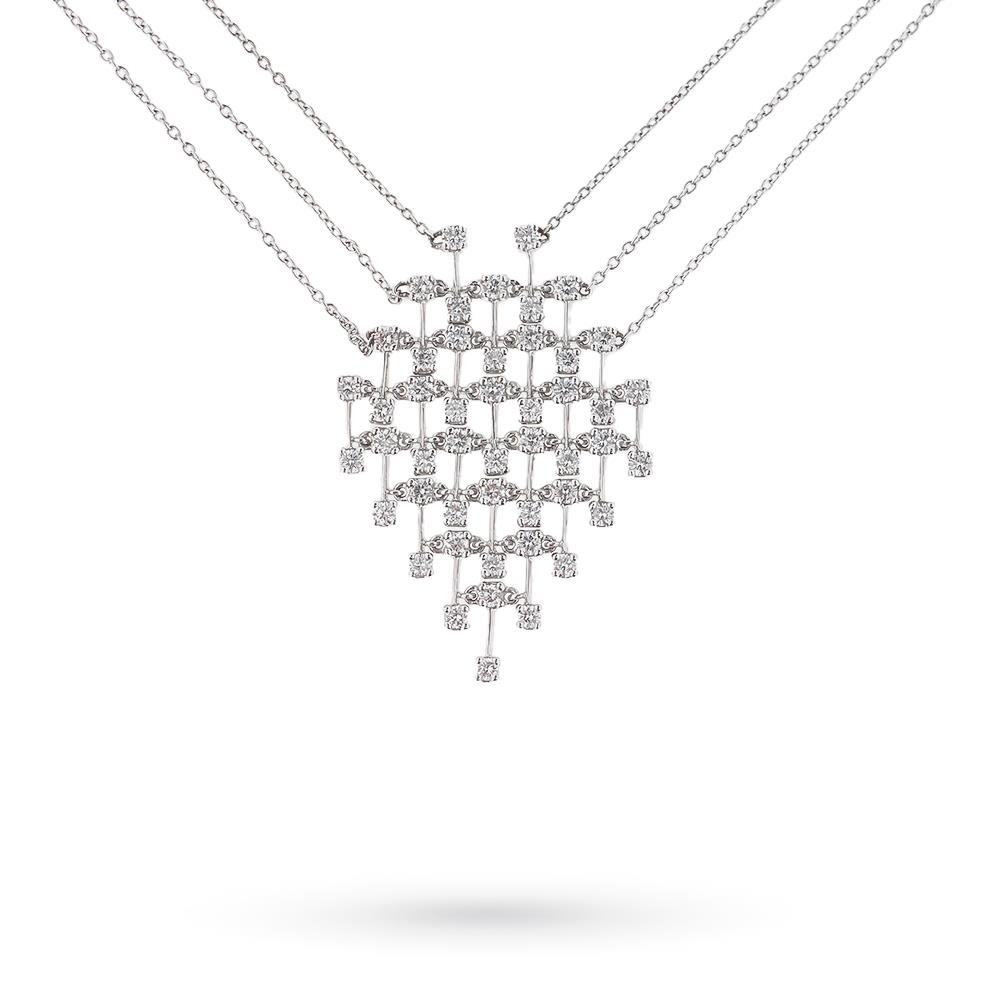 18kt white gold diamond rhombus necklace - GIORGIO VISCONTI