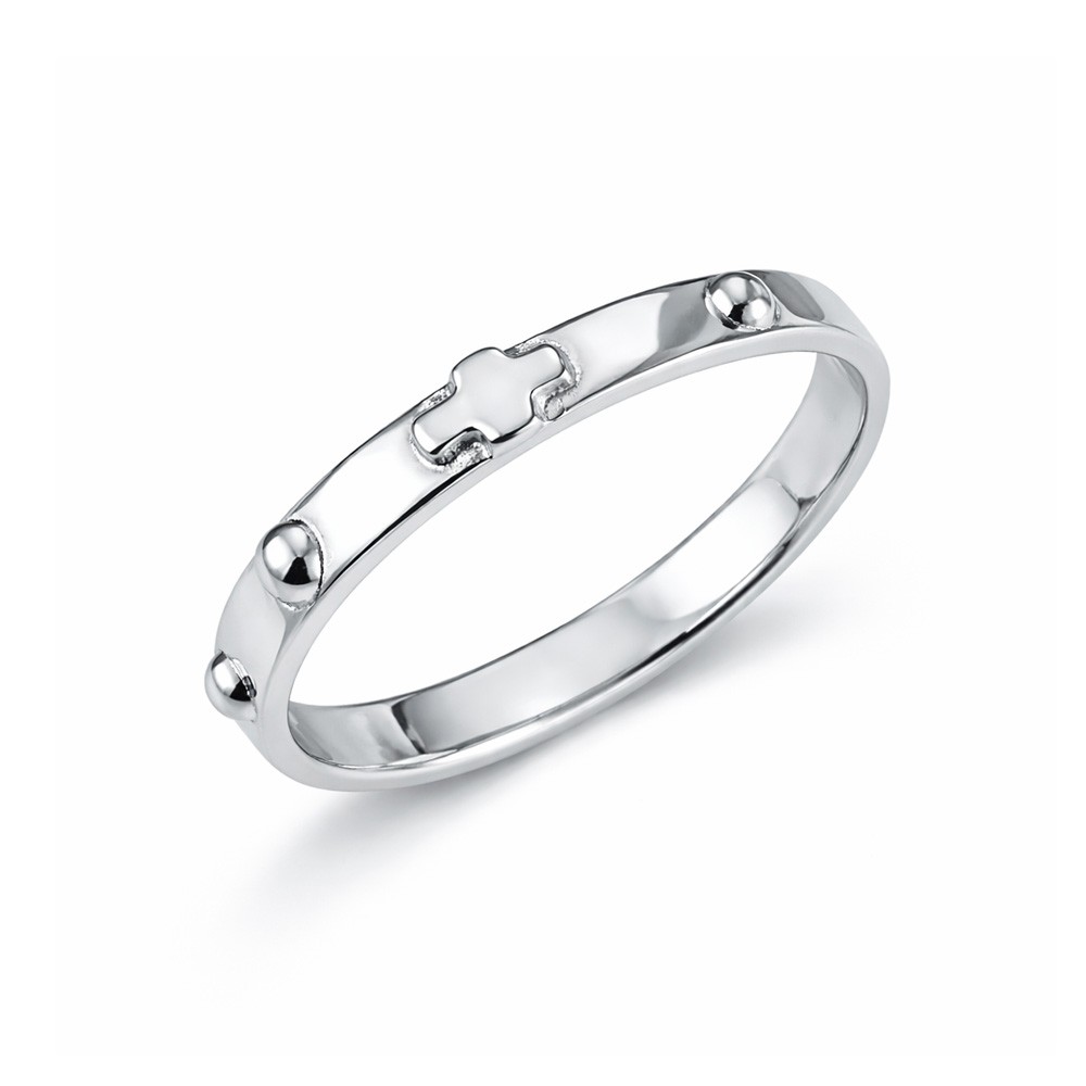 Anello rosario classico in oro bianco 18kt - LUSSO ITALIANO
