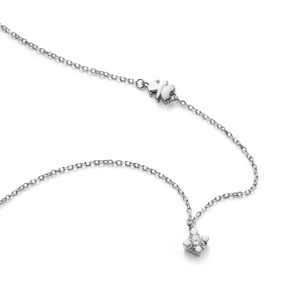 Collana leBebe bimba oro bianco 18 kt diamante da 0,07ct h 0,6 cm - LE BEBE