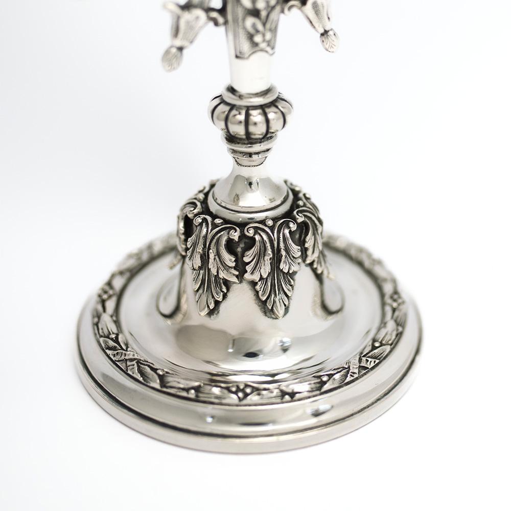  Coppia di candelabri d&rsquo;epoca anni &rsquo;30 in argento 800, Fassi Arno - 