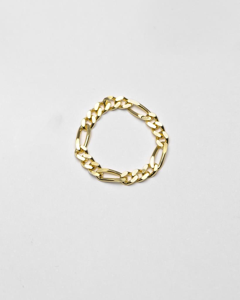 Curb ring 080 3+1 Nove25 yellow gold plated silver Size 14 - NOVE25