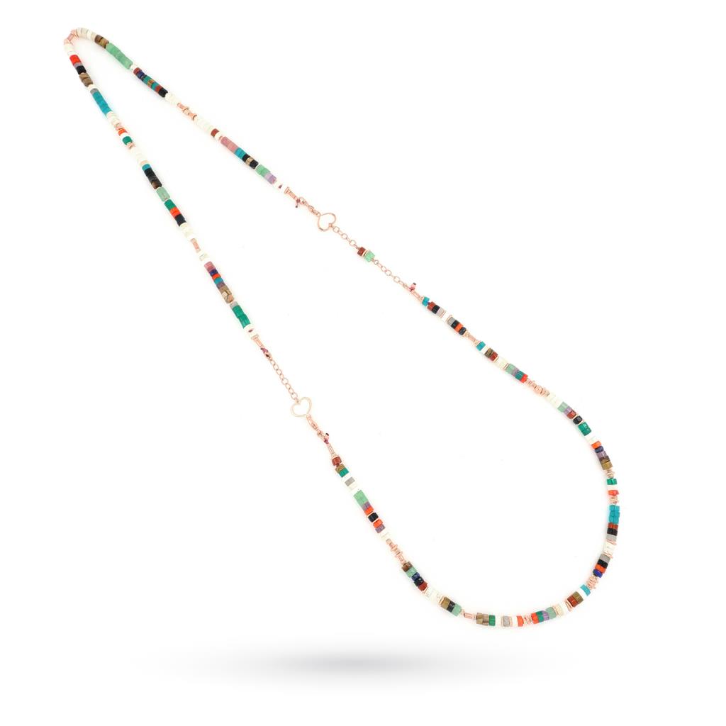 Long hippy necklace with white and colored stones - MAMAN ET SOPHIE