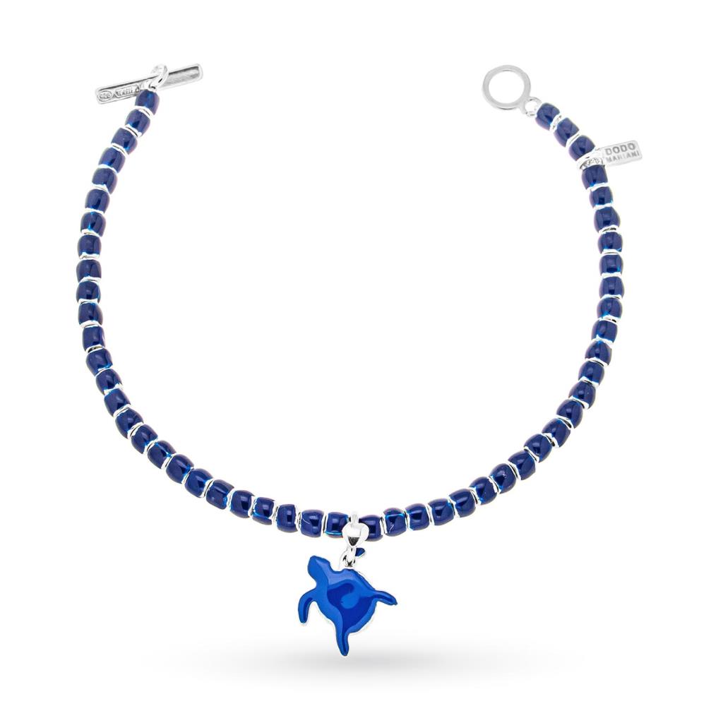 Dodo Mariani bracelet with cobblestones and silver and enamel pendant - DODO MARIANI