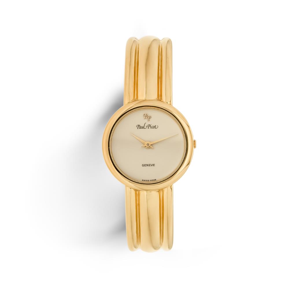 Paup Picot 18kt yellow gold watch with open rigid bracelet - PAUL PICOT