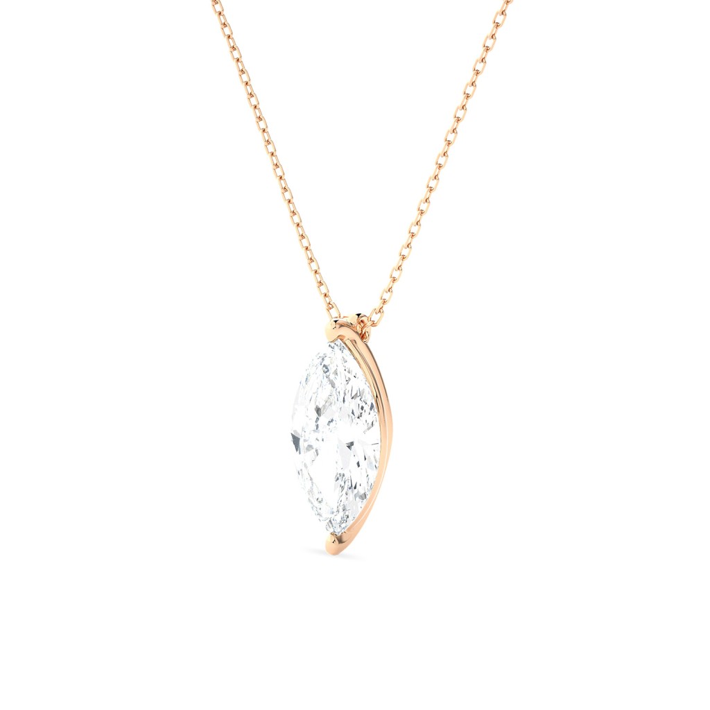 Girocollo oro rosa con diamante marquise 2 Carati Lab-Grown